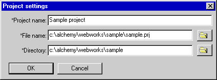 Project settings dialog