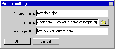 Project settings dialog